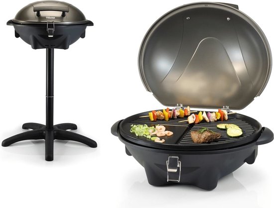 Tristar BQ-2816 Barbecue électrique - Barbecue électrique - Barbecue sur pied - Peut être utilisé comme barbecue de table - Plaque de cuisson 46 x 35 cm - Noir