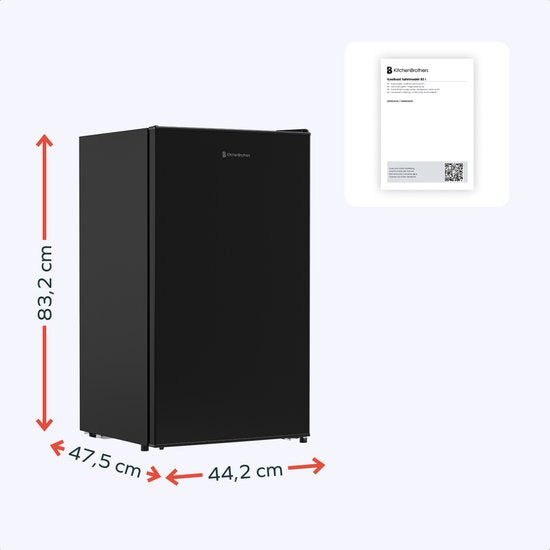 KitchenBrothers Réfrigérateur - 92L - Modèle de table - Glacière - Frigo - Pose libre - Noir