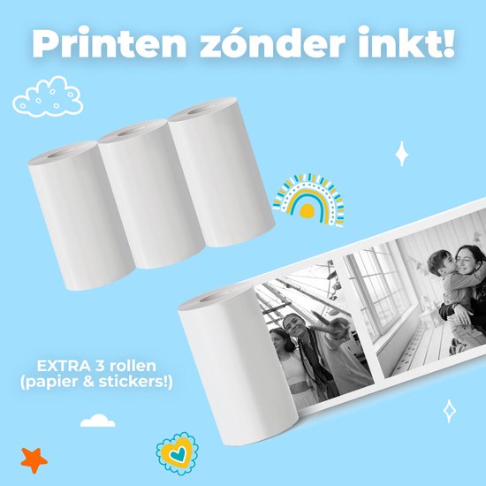 Denver Kids' Camera Full HD with Printer - Selfie Camera - 20MP - Digital Camera Kids - Photo - Video - Games - KPC1363 Blue