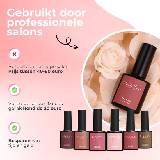 Moods Gellac 6-Piece Set - Gel Nail Polish Starter Pack - Gel Nail Polish - 8ML - Soft Petals - Gellac - Nails - Chic Colours