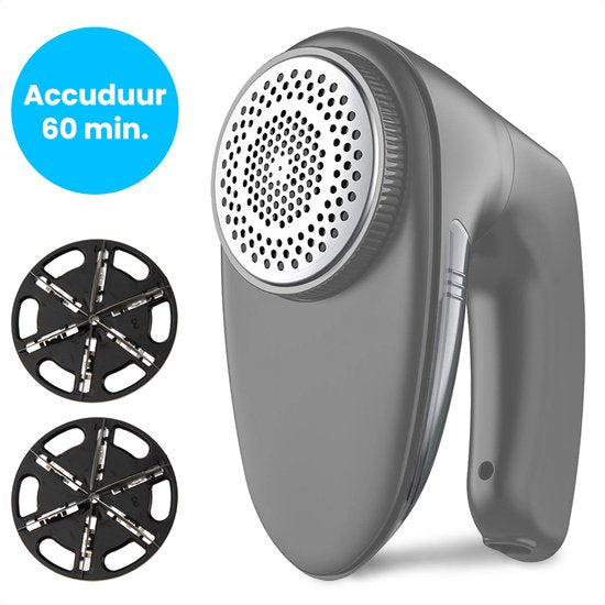 Auronic Electric Lint Remover - Dépoussiéreur sans fil - Autonomie de la batterie 60 minutes - Tondeuse à peluches - 2 accessoires supplémentaires - Gris