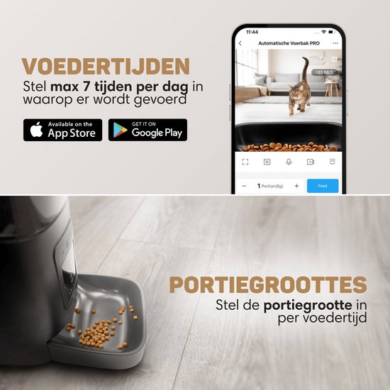 Vulpes Goods® Pets - Mangeoire automatique - Chat et chien - Mangeoire avec application - Distributeur de nourriture - 6L - Noir - Version PRO