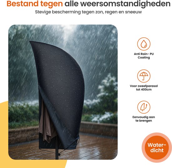 Goliving Housse pour parasol flottant - 420D Oxford - Jusqu'à 400cm - Imperméable - Avec manche télescopique et fermeture éclair - Noir
