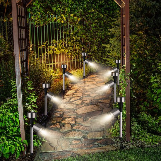 Monzana Set de 6 LED solaires - lumière de jardin - Acier inoxydable