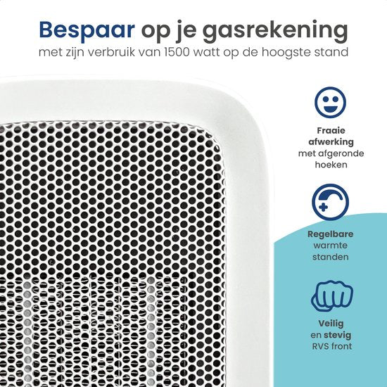 Gologi Ventilateur avec thermostat - Poêle électrique - Chauffage - Chauffage - Avec app et Touch Control - 1500W