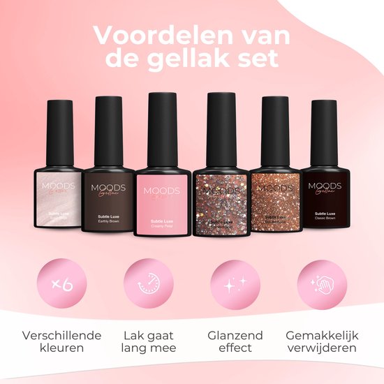 Moods Gellac 6-Piece Set - Gel Nail Polish Starter Pack - Gel Nail Polish - 8ML - Subtle Luxe - Gellac - Nails - Chic Colours - HEMA & TPO-free