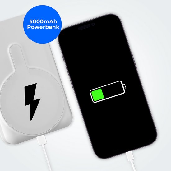 Denver Powerbank avec écouteurs sans fil - 2-en-1 - 5 000 mAh - écouteurs Bluetooth sans fil - Convient pour iPhone et Samsung, entre autres - PWE5001W