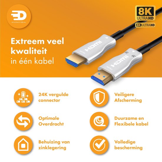 Drivv. Premium HDMI Cable 2.1 - AOC - Câble HDMI 10 mètres - Ultra HD High Speed 8K - Convient à Xbox Series X & PS5 - HDMI 2.1
