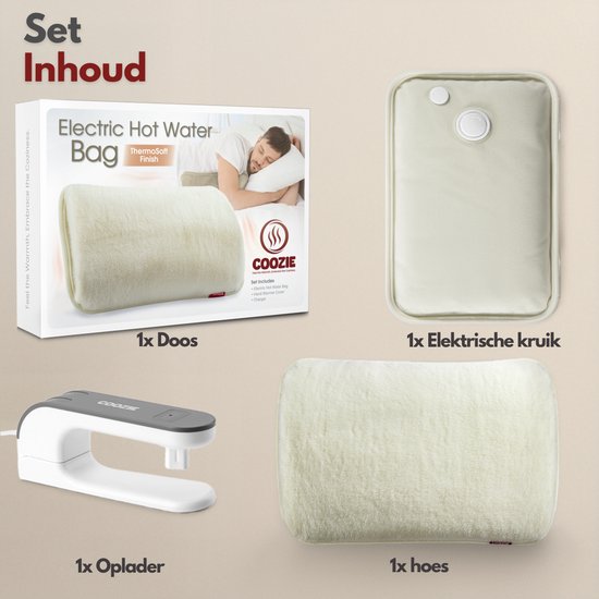 Carafe électrique Coozie - 1L - avec manchon en peluche ThermoSoft - Carafe d'eau chaude chauffante et douce - Carafe chaude - Beige