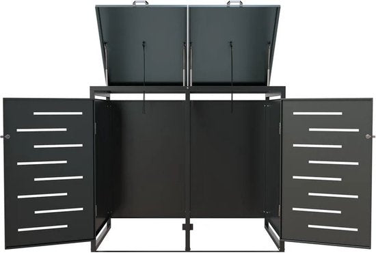Juskys - Container Storage - 120 l & 2-Piece - Avec ressorts à gaz et aérations - Pour le stockage de conteneurs à déchets - Arel Anthracite Steel