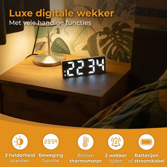 Nuvance - Réveil digital - Réveils digitaux - Réveils pour enfants et adultes - Réveil de voyage - Chambre à coucher - Réveil Led digital - Réveil - Blanc