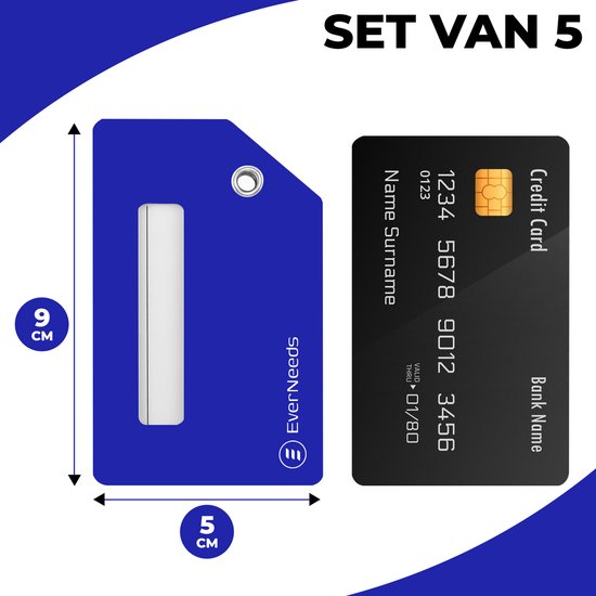 EverNeeds Etiquette de bagage - Silicone - Etiquette de bagage pour valises - Etiquettes de bagage - Bleu - 5 pièces