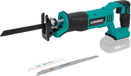 VONROC Accu Recipro saw 20V - Incl. 3 lames de scie - Excl. batterie et chargeur rapide