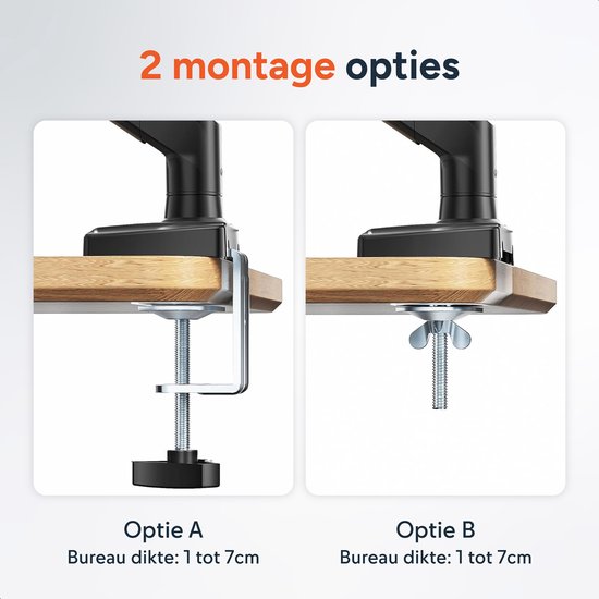 Bras pour écran avec vérin à gaz - Support pour 1 écran - 13 à 32 pouces - Supports - Très stable - Noir - Skoov