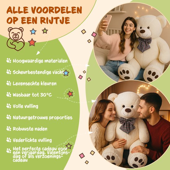 Monzana Teddy Bear XL - Peluche sur pied 100cm - Crème