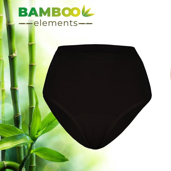 Bamboo Elements - Menstrual Underwear - High Waist Brief - Black - Period Underwear - Menstrual Briefs - Menstrual Underpants - Underwear Ladies Briefs