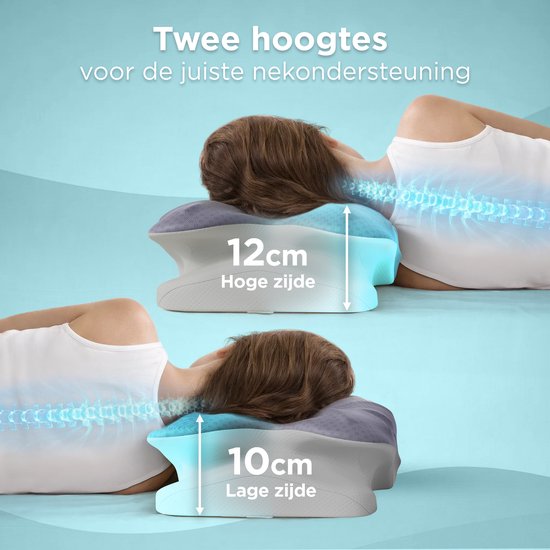 Oreiller en mousse à mémoire de forme CozySense® - Oreiller ergonomique en mousse à mémoire de forme - Oreiller papillon - Housse amovible et lavable - Dormeur sur le côté, sur le dos et sur le ventre