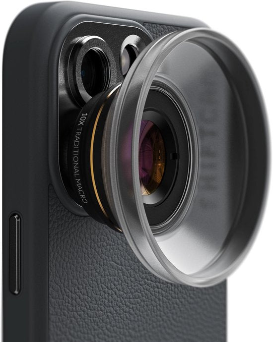 Objectif ShiftcamObjectif macro traditionnel ultra 10x - Gros plans à fort grossissement - Mise au point nette avec une profondeur de champ accrue - Prise de vue détaillée jusqu'à 25x pour des gros plans extrêmes - Noir