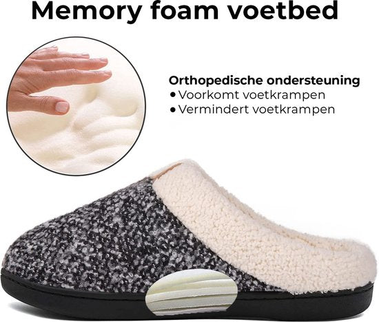 Chaussons Ladies - Chaussons - Taille 38/39 - Noir/Gris - Antidérapant - Comfeet