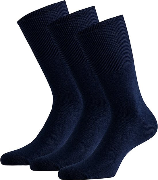 Chaussettes pour diabétiques - Chaussettes sans couture et sans compression - 3 paires - Bleu marine - Taille 39-42 - Chaussettes Modal Antipress - Chaussettes médicales - Chaussettes sans élastiques