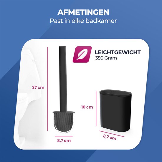 Roegaarden Brosse WC avec support - Brosse WC - Silicone - A poser et à suspendre - Noir entier