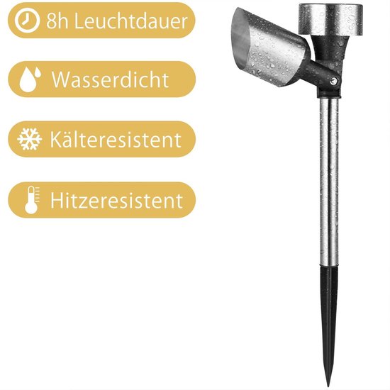 Monzana Set de 6 LED solaires - lumière de jardin - Acier inoxydable