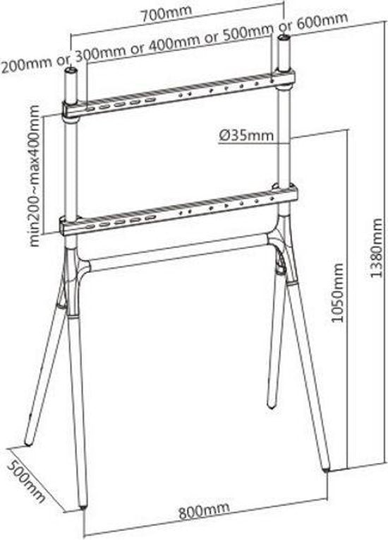 Trépied pour moniteur de télévision, conception de chevalet de studio, jusqu'à 70 pouces, Noir/Brun