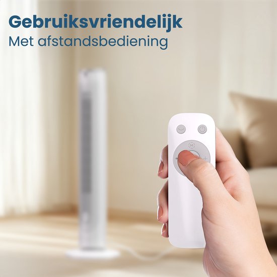 Auronic Tower Fan - Floor Fan - Air Cooler - Standing Fan - 105 CM - 5 Speeds - With Remote Control - Silent Fan - Fan - 45 dB - White