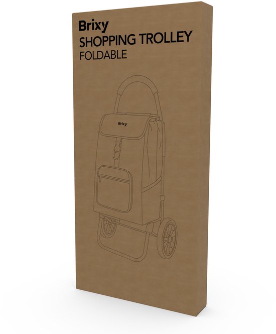 Brixy Chariot de courses - Pliable - Avec roues - Sac de courses amovible - Chariot de courses - Noir