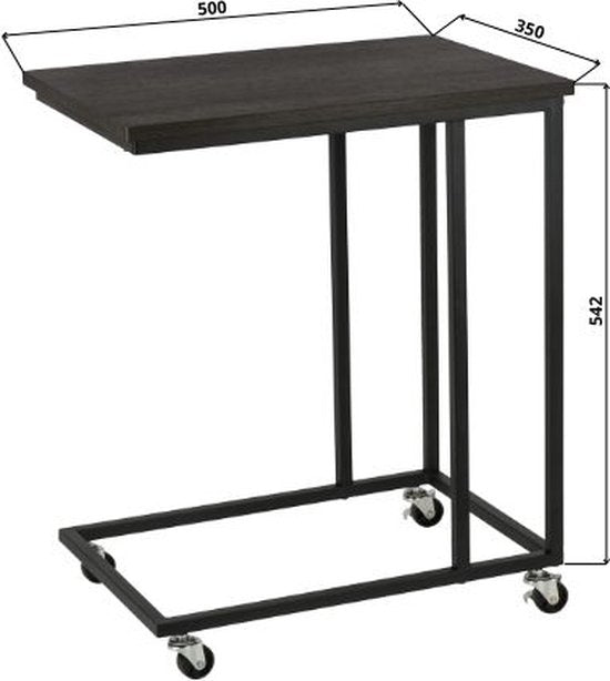 ERRO Table d'appoint sur roulettes - 50x35x60cm - pieds inclus pour utilisation sans roulettes - Noir