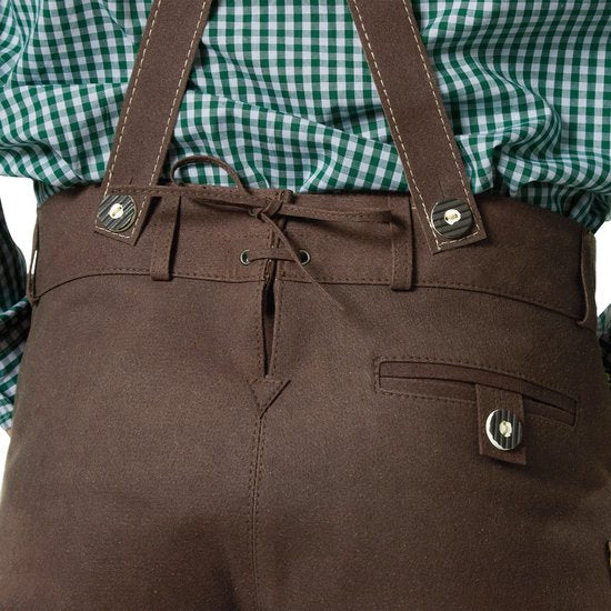 Dressforfun Authentique Lederhosen Lian - Avec bretelles - Marron - Faux cuir - 60 - Oktoberfest Costume Homme - Costume Homme - Dress Up - Costume Allemand - Costume Carnaval - Gilet Costume - Pantalon traditionnel en faux cuir