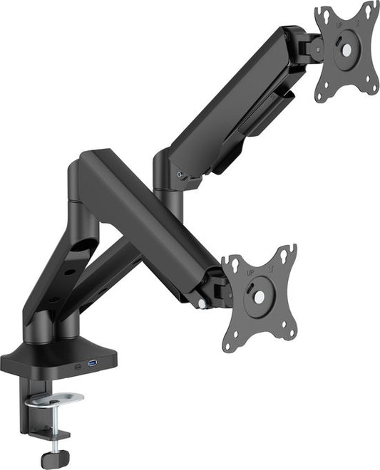 VDD Double Monitor Arm - Support de moniteur - Réglable en hauteur - Pour 2 écrans - Design ergonomique - Noir