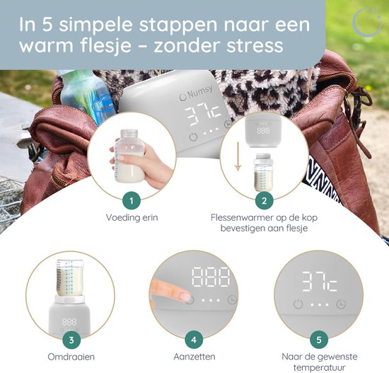 Numsy Velmi chauffe-biberon très portable - sans fil - 4 adaptateurs inclus