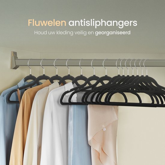 O'DADDY® Velvet Coat Hangers - Cintres - 20 pièces - Antidérapant - 43,5 cm - Cintres en plastique - Noir
