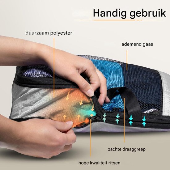 LOONARA Set de 7 cubes de voyage - avec compression pour la valise et le sac à dos, sac de rangement inclus, Alpine Slate - Grey