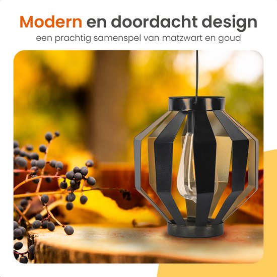 Goliving Lampe de table solaire Nova - Lampe d'extérieur - 2 pièces - Lanterne d'extérieur - Lampe de jardin solaire - Lampe d'extérieur LED - Lampe à suspension - 20,5 cm - Métal - Bronze