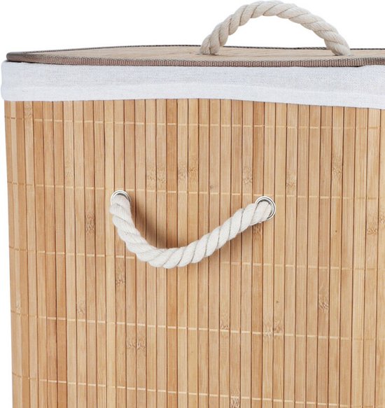 Storage Solutions Panier à linge - bois de bambou - avec couvercle - naturel - 40 x 30 x 60 cm - 70 litres - pliable