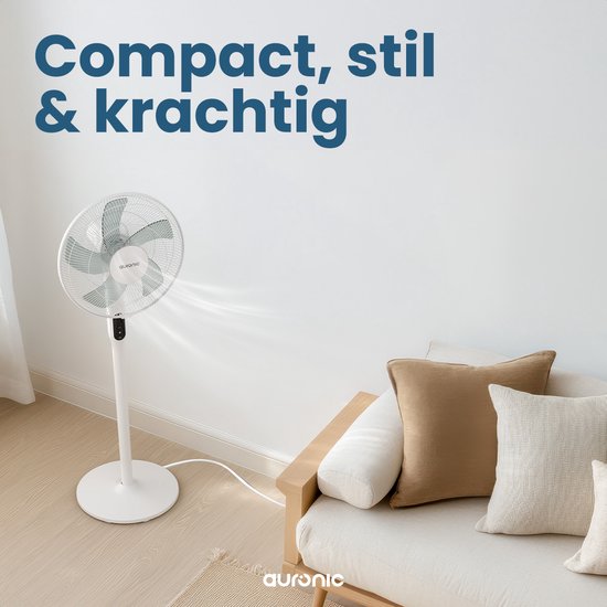 Auronic Ventilateur sur trépied - Ventilateur sur pied - Refroidisseur d'air - Ventilateur de sol et de table - 3 en 1 - 12 vitesses - Ventilateur silencieux - Ventilateur - Avec télécommande - Blanc