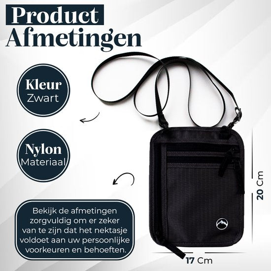 Portefeuille de voyage - Porte passeport - Porte passeport avec blocage RFID - Portefeuille de voyage - Coffre-fort de voyage - Portefeuille de voyage pour femmes et hommes - Noir