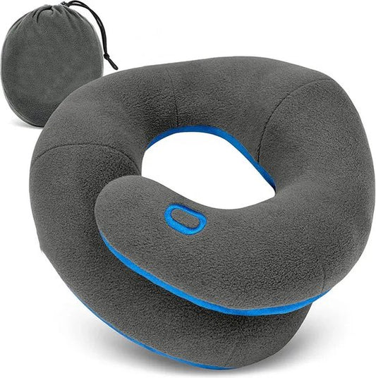 Oreiller de cou Roegaarden avion - voyage - Avec sac de transport - gris