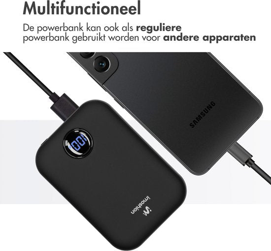 Batterie externe - imoshion - 10000 mAh - Adapté à MagSafe - Chargeur rapide 22.5W - USB C & USB A - Powerbank sans fil adapté à l'iPhone 12/13/14/15/16 - Noir