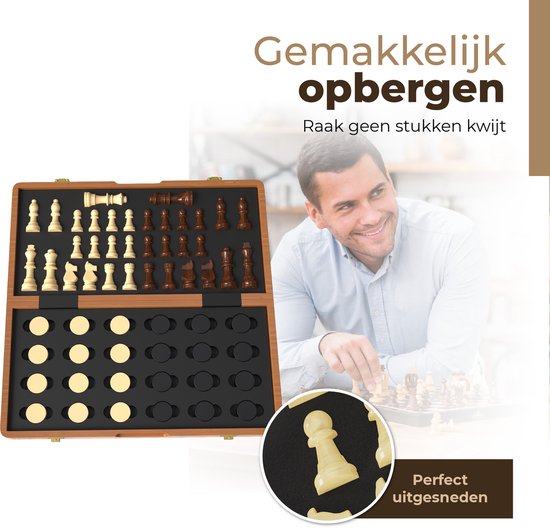 Échiquier Windsor avec pièces - Dames - 40 cm - Annotations - Jeu d'échecs - Jeu d'échecs magnétique - Bois