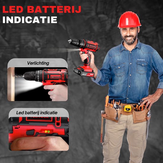 VERTREX Accu Screwdriver 18V - Perceuses sans fil - Perceuses sans fil - Perceuses - 2 batteries incluses