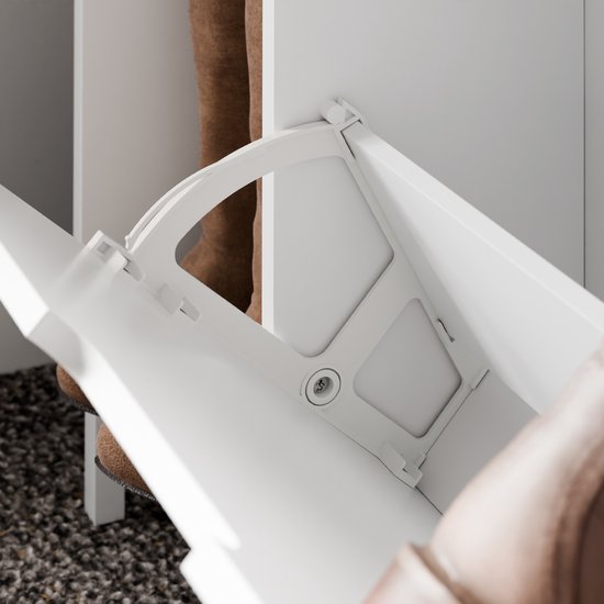 SoBuy FSR209-WN Meuble à chaussures, blanc, compact, rangement pour 9 paires de chaussures, idéal pour les petites pièces et les maisons, MDF + bambou, 90 x 19 x 129,5 cm FSR209-WN