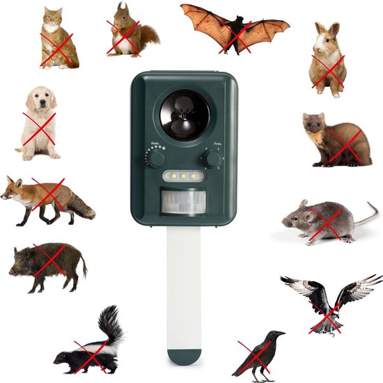 Perel Répulsif ultrasonique à énergie solaire, extérieur, répulsif contre les souris, les rats, les insectes, les chats, les martres, les oiseaux, les renards, effraie les chats, répulsif contre les martres, rechargeable par usb, jusqu'à 65m².