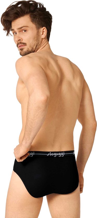 sloggi Start Midi 2-Pack Briefs - Hommes - Coton/Elastane - Taille régulière - Bande élastique - Noir - Taille XL