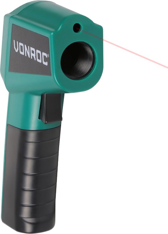 VONROC Thermomètre numérique infrarouge - Laser - Plage de mesure -40°C à 530°C - 2 piles incluses