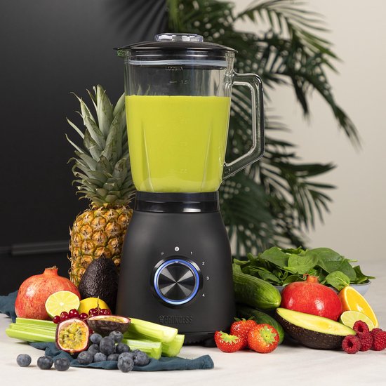 Princess 212092 Black Steel Blender 1000 - quatre vitesses - 1.5 L