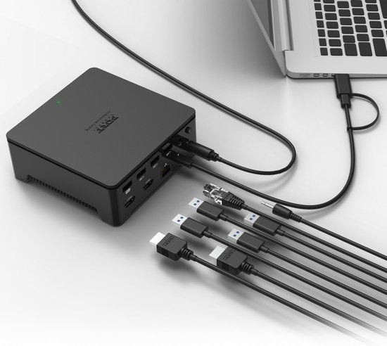Port Designs 901908-W-EU station d'accueil pour ordinateur portable et réplicateur de ports USB filaire 3.2 Gen 1 (3.1 Gen 1) Type-A Noir