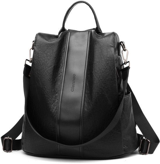 Glennoo Anti-theft Backpack Ladies - Sac à dos pour dames - Cuir PU - Noir